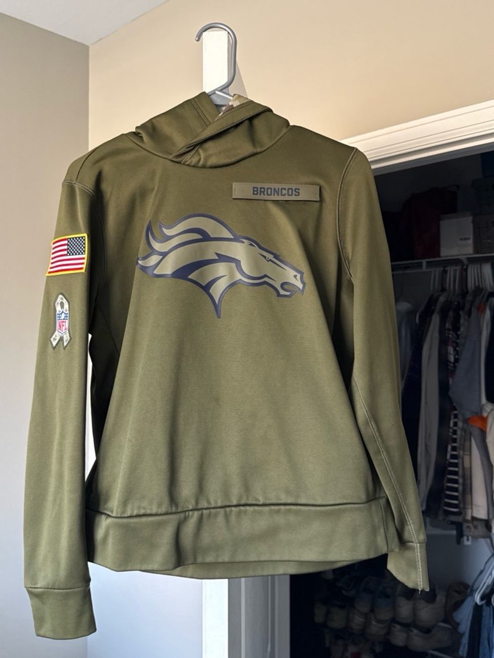 Nike Olive Green Denver Broncos Pullover Hoodie